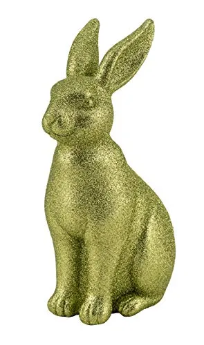 Dio putziger origineller hockender Osterhase mit frühlingshaftem hellgrünem Glitzer (groß)