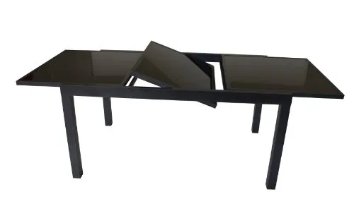 DEGAMO Ausziehtisch Torino 150/210 cm - Esstisch aus Aluminium und schwarzem Glas, ausziehbar von 150 cm auf 210 cm, ideal für gesellige Abende im Freien.
