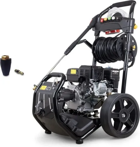 Benzin Hochdruckreiniger DT-KR170D - 170 bar Leistung - Hochdruckreiniger mit 7 PS, ideal für kraftvolles Reinigen. Integrierte Schlauchtrommel und Transportrollen sorgen für einfache Handhabung.