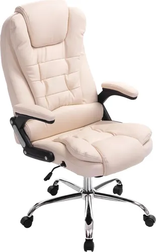 TPFLiving Bürostuhl Toronto Kunstleder creme - Eleganter Bürostuhl mit hochwertigem Kunstlederbezug, stufenlos höhenverstellbar und mit Wippmechanismus für optimalen Komfort – ideal für lange Arbeitstage.