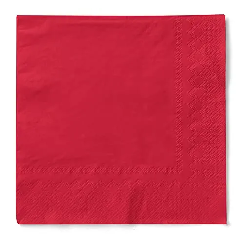 MANK Serviette in ROT aus 3-lagigem Tissue, 40x40 cm, 1/4 Falz, 100 Stück, elegante Papierservietten für Hochzeit, Party, Gastronomie, Restaurant, Events