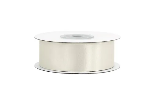 Creativery Satinband, Satinband 25mm x 25m Rolle Creme