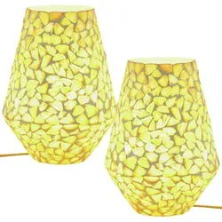 Marrakesch Orient & Mediterran Interior Nachttischlampe 2er Set - Nachttischleuchten im Boho-Stil, handgefertigte Mosaiklampen aus Glas für eine entspannende Atmosphäre und vielseitige Nutzung in jedem Raum.