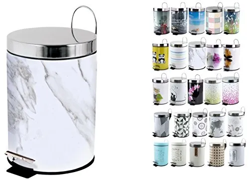 MSV Kosmetikeimer aus Edelstahl Toscana mit herausnehmbarem Innenbehälter, Badezimmer, Treteimer Mülleimer – 3 Liter