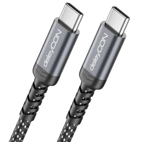 deleyCON 240W 20 Gbps USB-C Kabel 1,5m (USB 3.2 Gen 2x2) PD 3.1 Ladekabel Datenkabel 4K@60Hz für Ladegerät iPhone 17 16 Pro Max Air Airpods Galaxy A16 A56 S25 S24 iPad MacBook Tablet Switch PS5