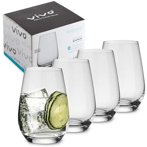 Villeroy & Boch Longdrinkglas Voice Basic - 4-teiliges Kristallglas-Set, spülmaschinengeeignet, ideal für Softgetränke im Haushalt, Made in Europe