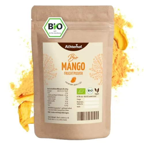 Fruchtpulver Mango Bio 100g | naturreines, aromatisches Fruchtpulver | aus 100% Bio-Mangos | für Shakes, Smoothies, Müslis uvm. | vom Achterhof