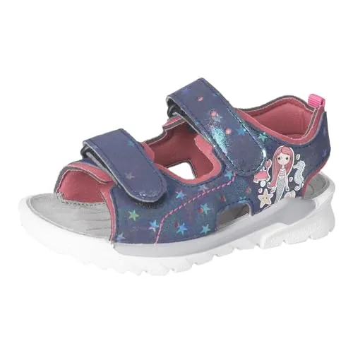 RICOSTA Mädchen Sandalen SURF, Kinder Sommerschuhe, Weite: Mittel, Klettverschluss, Freizeitschuhe, offene Schuhe, Nautic/Rosewood (181), 28 EU