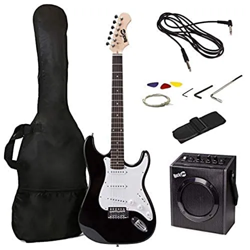 RockJam RJ20WAR2 E-Gitarren Superkit mit Gitarrenverstärker, Saiten, Stimmgerät, Gurt und schwarzer Tasche