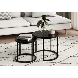 Moderne Couchtisch 2er Set rund aus Holz - Beistelltische fürs Wohnzimmer, platzsparend und flexibel ineinander schiebbar für stilvolle Raumgestaltung.