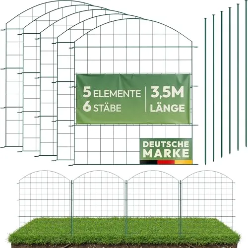LAINFELD Teichzaun Komplettset | 5 Zaunelemente aus Metall mit Pfosten | Poolzaun für Kinder Steckzaun Gartenzaun zum Stecken flexibel Garten Zaun