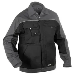 DASSY Lugano - Zweifarbige Arbeitsjacke schwarz/zementgrau XL - Arbeits- & Schutzkleidung mit praktischen Taschen, verstellbaren Ärmeln und reflektierender Biese für optimale Sichtbarkeit bei Dunkelheit.