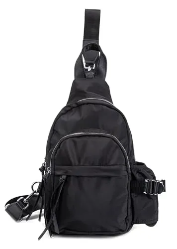 DAMEN HERREN UNISEX TASCHE Brusttasche Crossbody Bodybag Schultertasche Umhängetasche Rucksack Daypack Backpack Crossbag Nylon ultraleicht Sling Bag Crossover Reise Urlaub Freizeit Schwarz