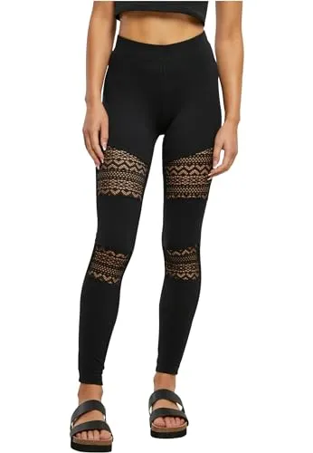 Urban Classics Damen Leggings mit Spitzen-Einsätzen von Urban Classics