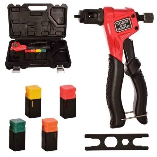 Profi Hand Nietmutternzange 200mm - Hochwertige Nietzange für Nieten M3 bis M6, inklusive Aufbewahrungskoffer und 4 Düsen – ideal für präzise und einfache Anwendungen.