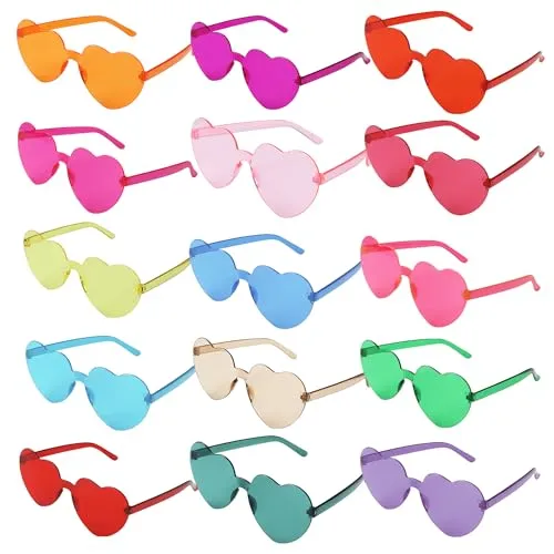 Stück Herz Sonnenbrille, Brille, Sonnenbrille Herz, Bunte Herzbrille Partybrille, geeignet für Halloween, Karneval, Geburtstagsfeier, Hippie-Kostümzubehör 15