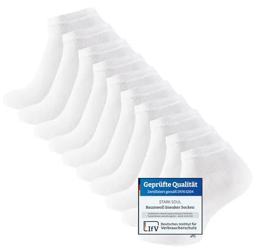 STARK SOUL 10 Paar Essentials Sneaker Socken, Baumwolle, weiss, Gr. 47-50