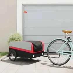 vidaXL Fahrradanhänger Schwarz und Rot 45 kg - Robuster Fahrradanhänger aus Eisen mit einer maximalen Tragfähigkeit von 45 kg, ideal für den Transport von schweren Gütern wie Gepäck und Werkzeug.