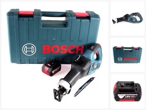 Bosch GSA 18V-32 Akku Reciprosäge mit Handwerkerkoffer und 4,0Ah Akku - Ergonomische Akku-Säbelsäge für komfortables Arbeiten, ideal für präzise Schnitte in Holz und Metall. Mit leistungsstarkem bürstenlosem Motor und geringem Vibrationsniveau für optimale Handhabung.