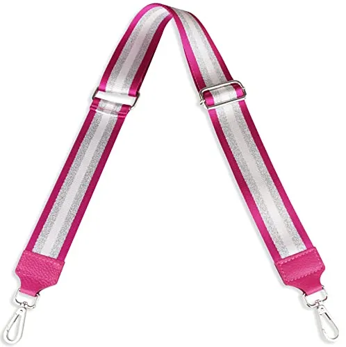 Schultergurt 5cm breit, Made in Italy, Schulterriemen für Taschen und Handtaschen, verstellbarer Taschengurt für Damen und Herren, DIY Zubehör Streifen Pink