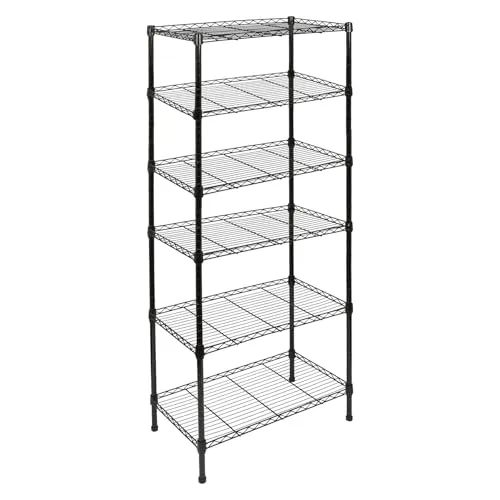 Harbour Housewares 6. Ebene Verstellbares Drahtregal - Schwarz - 1x Stehen Metall 6 Regal Küche Garage Badezimmer Bücherregal Lagerung Gestell