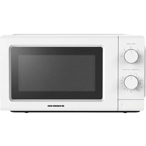 Heinner Freistehende Mikrowelle 20 L, 700 W, 5 Leistungsstufen, Timer, Auftaufunktion, Weiß