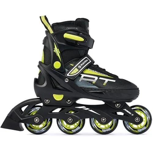 Raven Profession Inlineskates für Kinder und Erwachsene - Verstellbar 2in1 - Kinder-Inline-Skates mit verstellbarer Größe für perfekten Komfort und Stil. Genießen Sie das Dreifach-Belüftungssystem und das innovative Dämpfungssystem für ein sanftes Fahrgefühl.