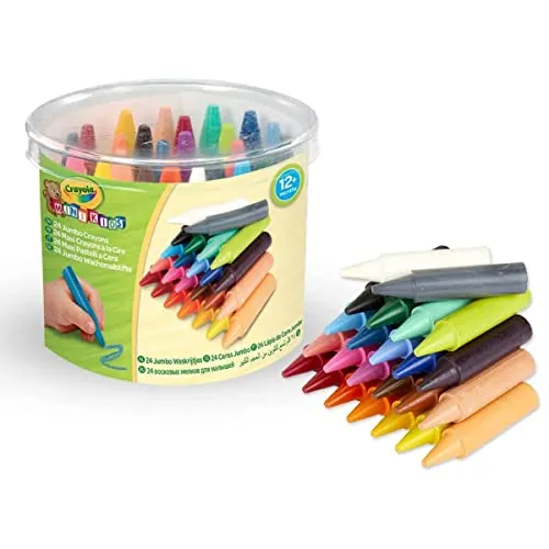 Crayola Mini Kids, Maxi-Wachsmalstifte, Runde Form, 24 Stück, Alter 12 Monate, 24 Farben, 0784