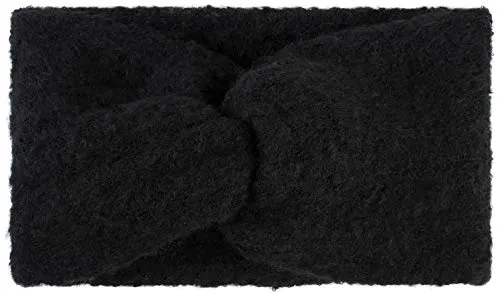 styleBREAKER Damen Feinstrick Stirnband mit Twist Knoten | warmes Winter Haarband mit weicher Oberfläche | elastisches Headband Ohrwärmer 15 cm breit, Farbe:Schwarz