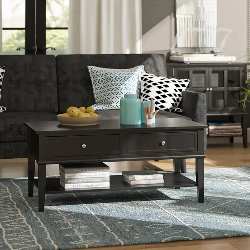 Produktbild Mid.you Couchtisch Franklin, Schwarz, Metall, 2 Schubladen, eckig, 103x46x52 cm