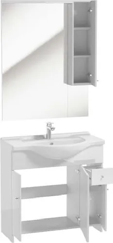 Badezimmerschrank mit Waschbecken 85 und Spiegel, weiß MARO