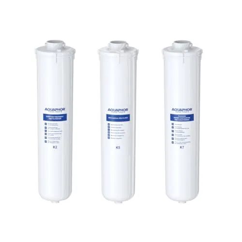 Crystal A Wasserfilter Set Ersatzfilterset Crystal A K2 - K5 - K7 Keimsperre gegen Bakterien, aktives Chlor, Schwermetalle, Pharmazeutika, Medikamente und Mikroplastik AQUAPHOR