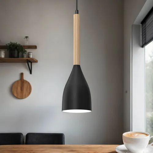 Licht-Erlebnisse Hängelampe Metall Holz Retro Design