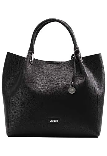 L.CREDI Ember Handtasche 34 cm - Schwarz - Elegante Handtasche aus hochwertigem Kunstleder mit herausnehmbarer Innentasche. Ideal für den Alltag - bietet viel Platz und Flexibilität durch den verstellbaren Schulterriemen.