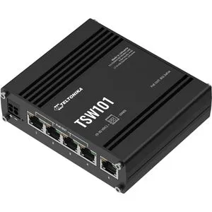 TSW101 - 5-Port PoE+ Switch - Netzwerk-Switch, 5 x 10/100/1000, ideal für DIN-Schienen- und Wandmontage, bietet Power over Ethernet für flexible Installationen.