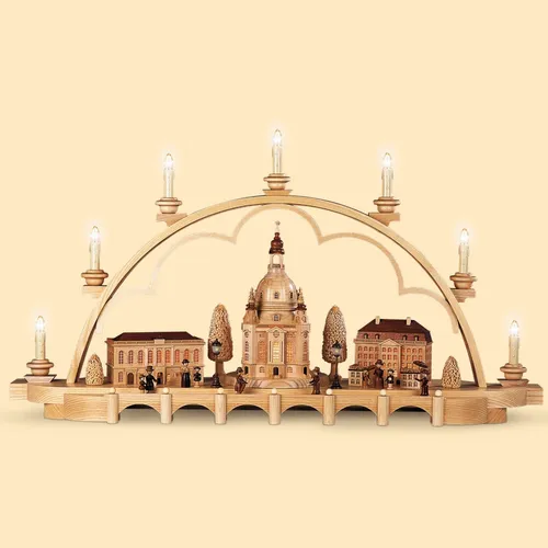 Lichterbogen Schwibbogen Alt Dresden mittelgroß elektrisch beleuchtet