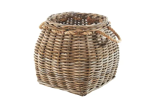 Kobolo Rattan Aufbewahrungskorb mit Seilgriff, kubu grey - Dekokörbe aus handgeflochtenem Rattan, ideal zur stilvollen Aufbewahrung von Decken oder Spielzeug, bringt Ordnung und natürliche Eleganz in Ihr Zuhause.