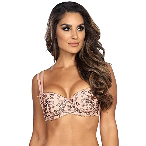 Produktbild Axami Dame Push-Up BH V-9511 mit Blumenmuster, Rosa, 80D