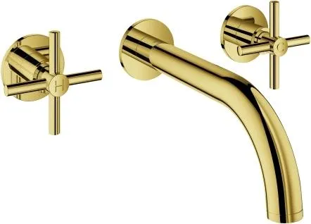 GROHE Atrio 3-Loch-Waschtisch-Batterie mit Kreuzgriffen in gold von GROHE