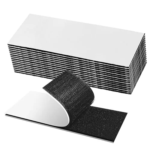 Klettverschluss Selbstklebend (15 Stück), Klettband Selbstklebend Extra Stark Schwarz, Für Wände,Tür,Kunststoffe,Boden,Gläser,Metalle, 3 * 10cm, Schwarzes Quadrat