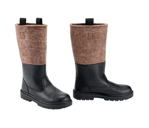 BW Knobelbecher Filz schwarz-braun, Größe 39 - Robuste Filzstiefel für Outdoor-Aktivitäten mit warmem Fellfutter und rutschfester Gummisohle – ideal für kalte Tage und unwegsames Gelände.