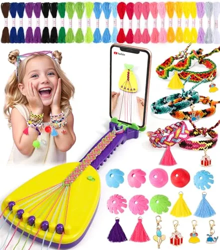 Ophy Freundschaftsbänder Bastelset, Flechtset mit Handyhalter und 35 Garnbündeln mit 16 DIY-Dekorationen. Freundschaft Armbänder Basteln, Geburtstagsgeschenke für Kinder im Alter von 6–12 Jahren