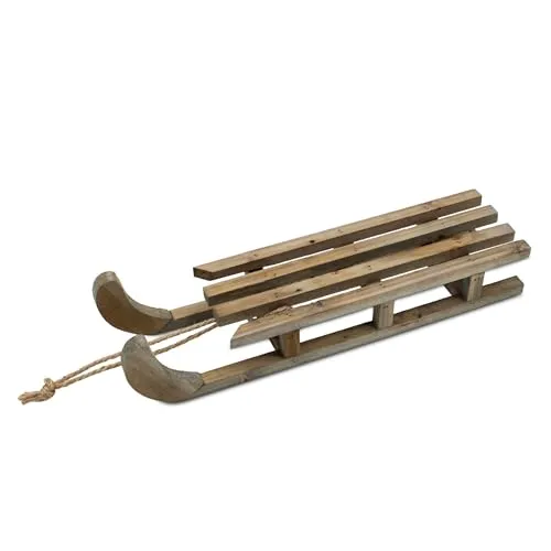 Spetebo Dekoschlitten aus Holz Natur mit Seil - 46 x 12 cm - Deko Holzschlitten mit Naturkordel zum Basteln und Dekorieren - Miniatur Deko Schlitten für Weihnachten Advent Winter Tischdeko