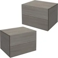 ML-Design Hängender Nachttisch 2er Set mit 2 Schubladen – Esche Grau - Modernes hängendes Nachttisch-Set von ML-Design mit 2 Schubladen für optimale Aufbewahrung. Ideal für Schlafzimmer oder Wohnzimmer – platzsparend und einfach zu montieren.