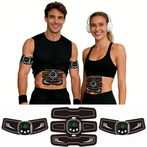 HENESE EMS Bauchtrainer Pro,EMS Bauchmuskeltrainer,Bauchmuskeln Stimulationsgerät 8 Modi & 19 Intensitäten für Bauch, Intelligentes Fitness,Gezielte Stimulation der Bauch Muskulatur