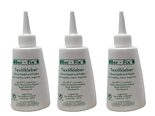 Ber-Fix Textilkleber 150g + 12 Mini Schwämme Repariert zuverlässig Markisen, witterungsbeständig, stark & flexibel