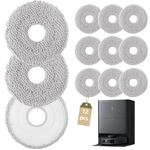 Stück Wischpads für Ecovacs Deebot T50 Pro Omni/T50 Omni/T50 Max | Mikrofaser Nasses Zubehör Wischtücher für Ecovacs Deebot T30C,T30 Pro,T30S Pro/Combo/Complete,N30 | Ecovac T30S 12 Stück Wischpads 12