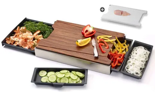 Schneidbox Nussbaum inkl. Kunststoffbrett, Made in Germany