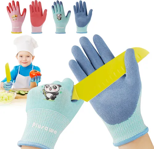 Schnittfeste Kinderhandschuhe, entsprechen den EU-Normen, geeignet für Radfahren im Freien, Gartenarbeit, Basteln und mehr.2 Paar,XS,S,M,L