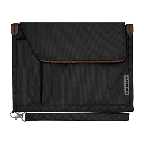 Mayplous A5 Konferenzordner Business-Organizer-Tasche Notepad-Tragetasche Dokumentenkoffer A5 Portfolio Organizer (Pechschwarz)